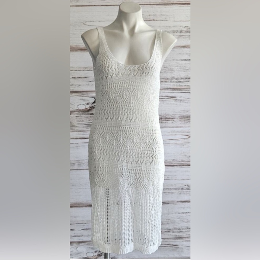 Elegant White Crochet Dress - Swim Coverup